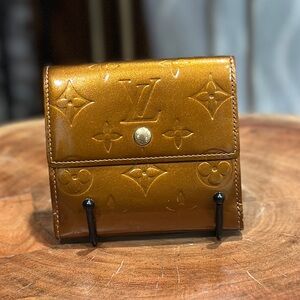 Authentic Louis Vuitton Vernis Compact Wallet Bronze Brown Vintage LV